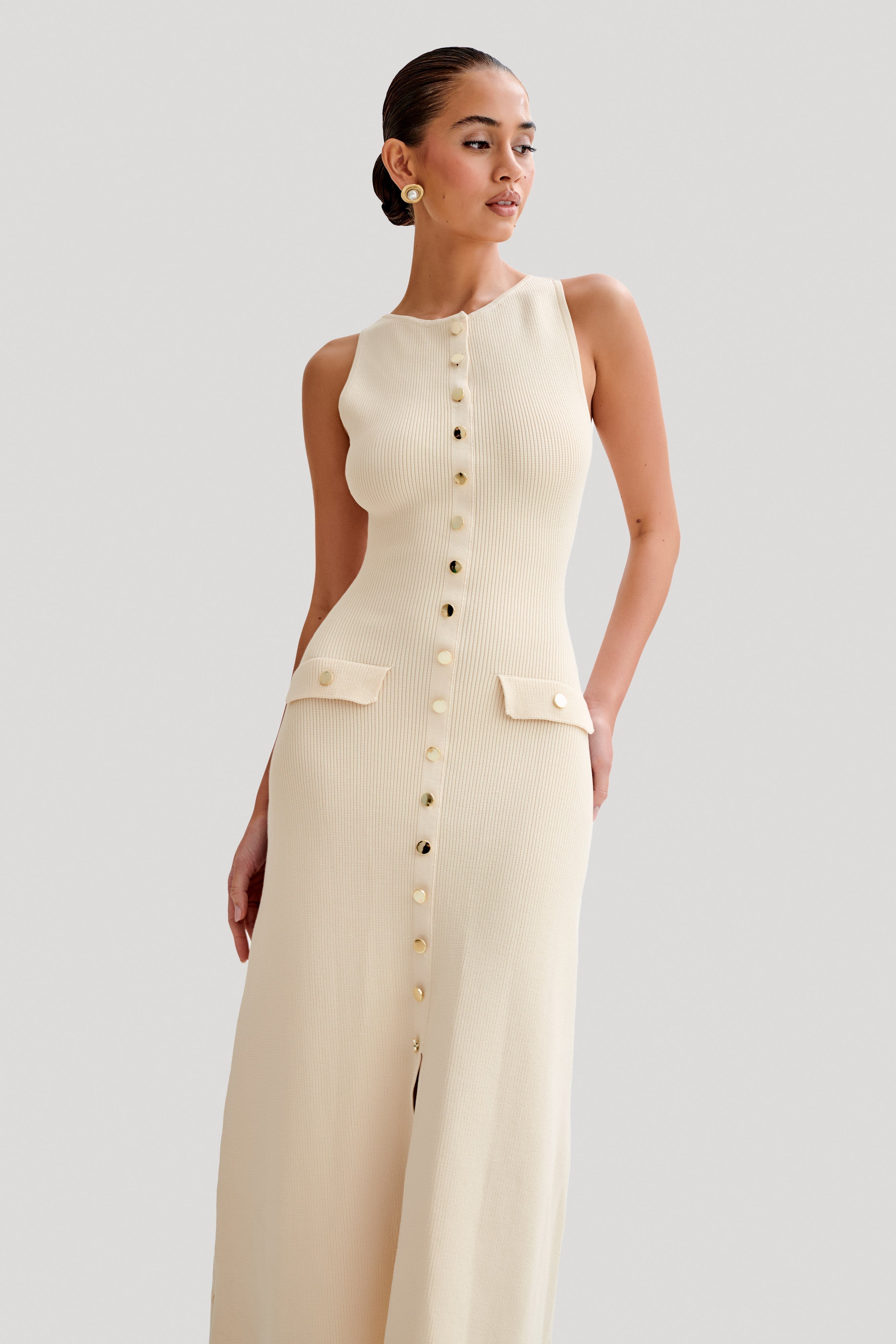 CREAM KNIT MAXI DRESS