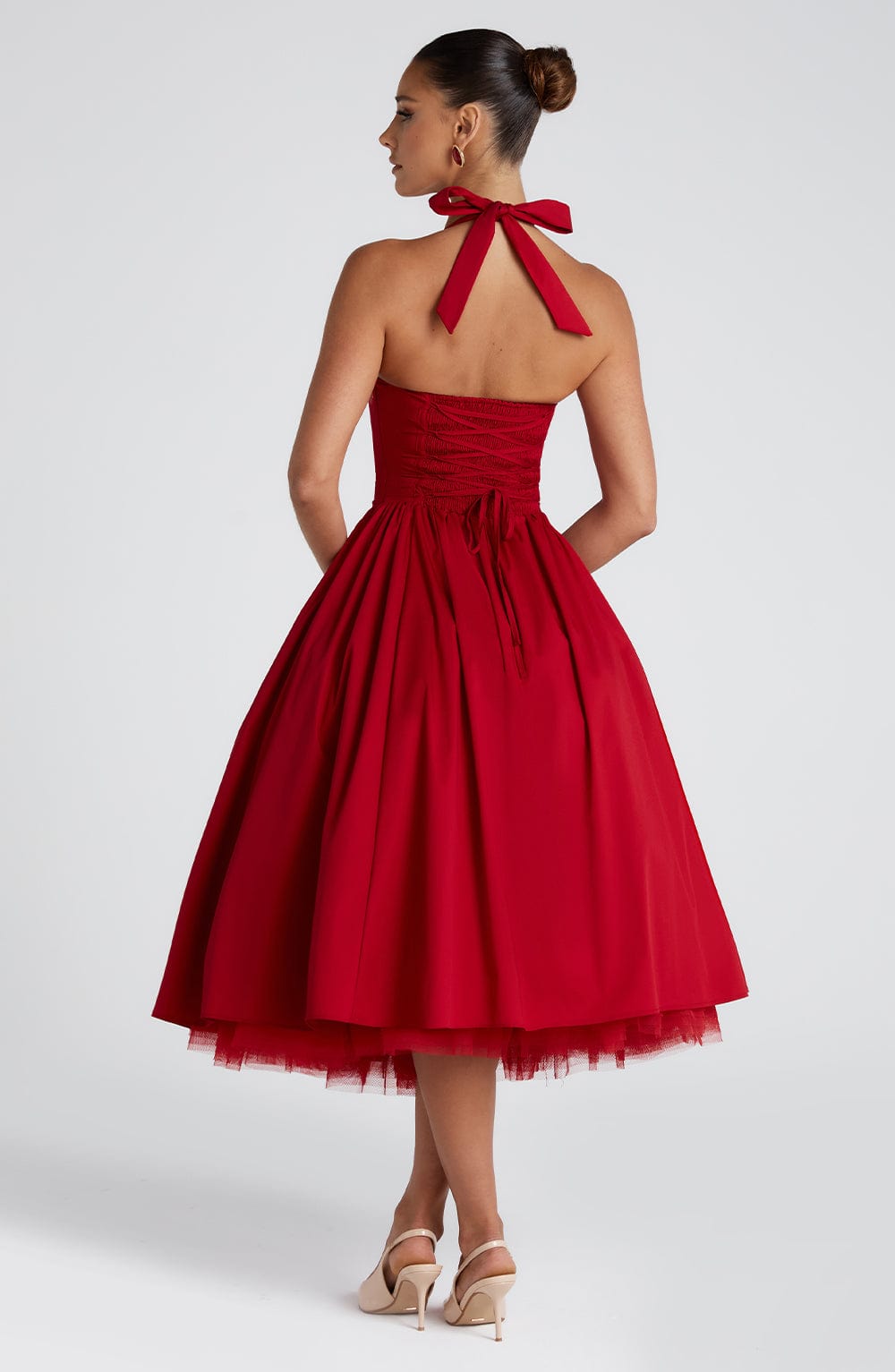 RED MIDI DRESS