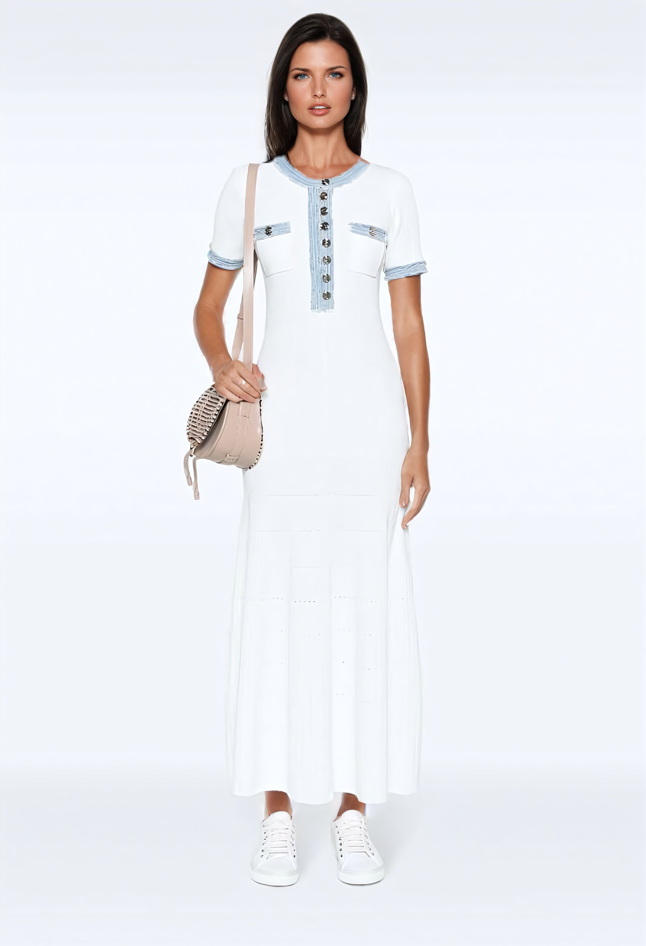 WHITE KNIT MAXI DRESS