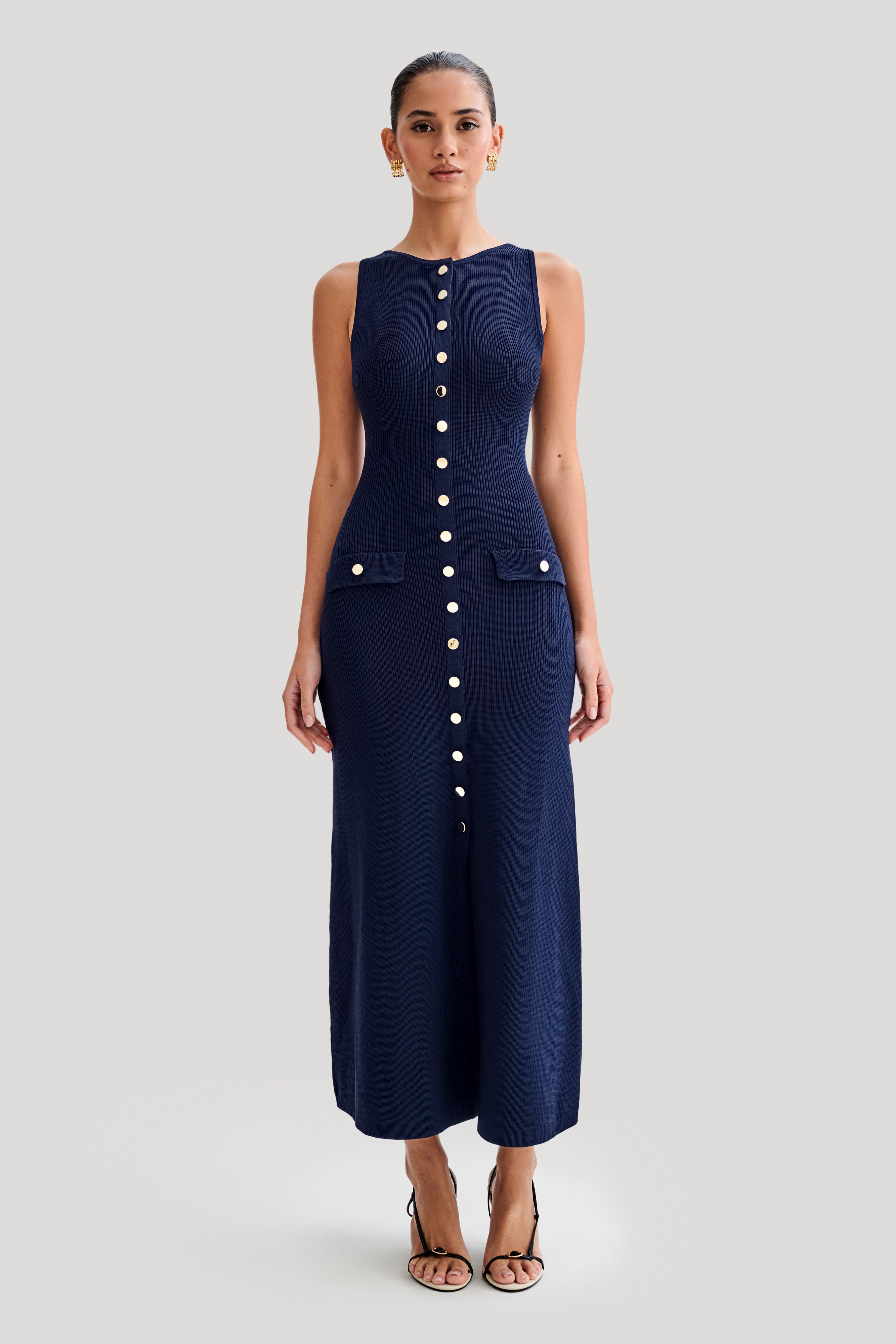 BLUE KNIT MAXI DRESS