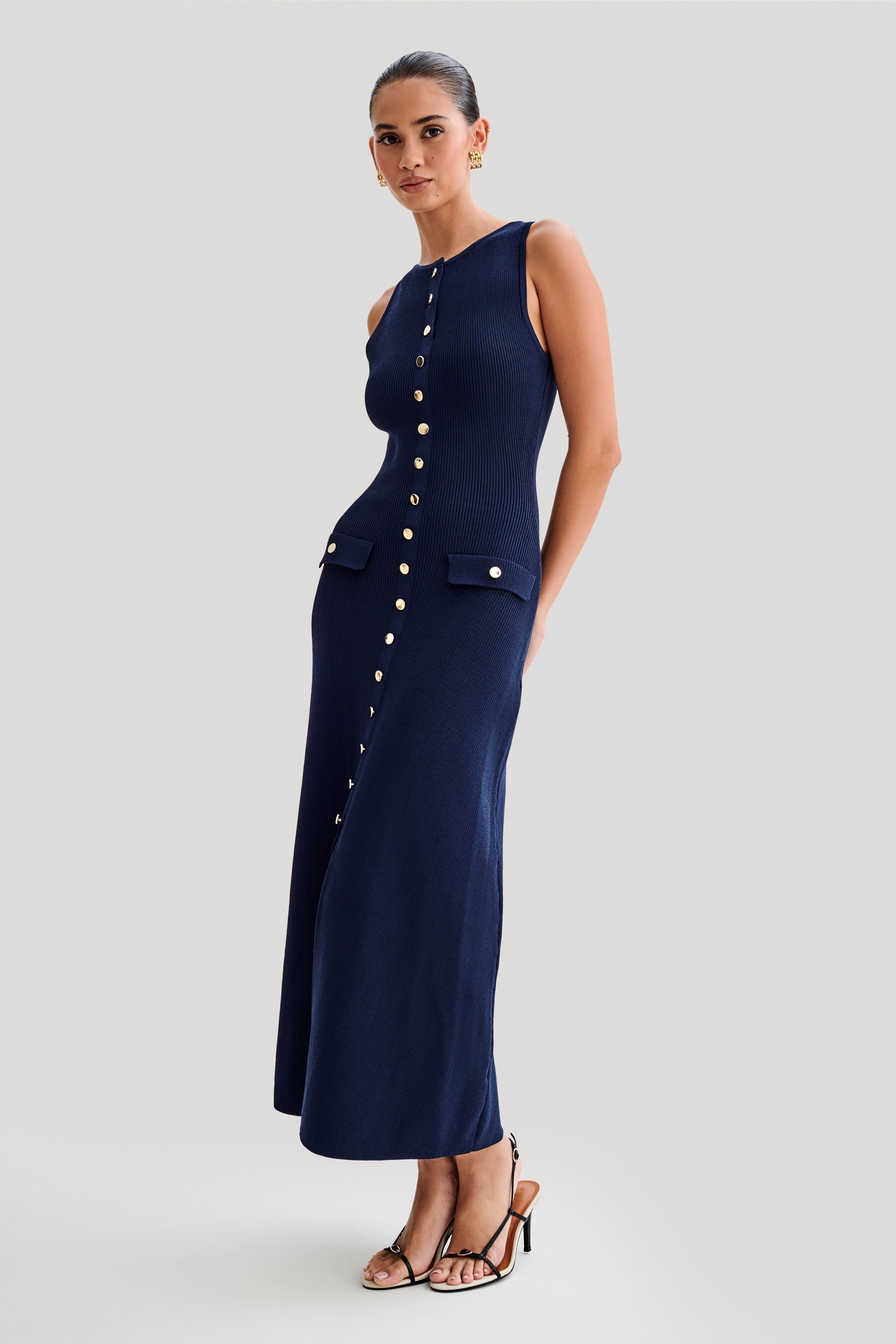 BLUE KNIT MAXI DRESS