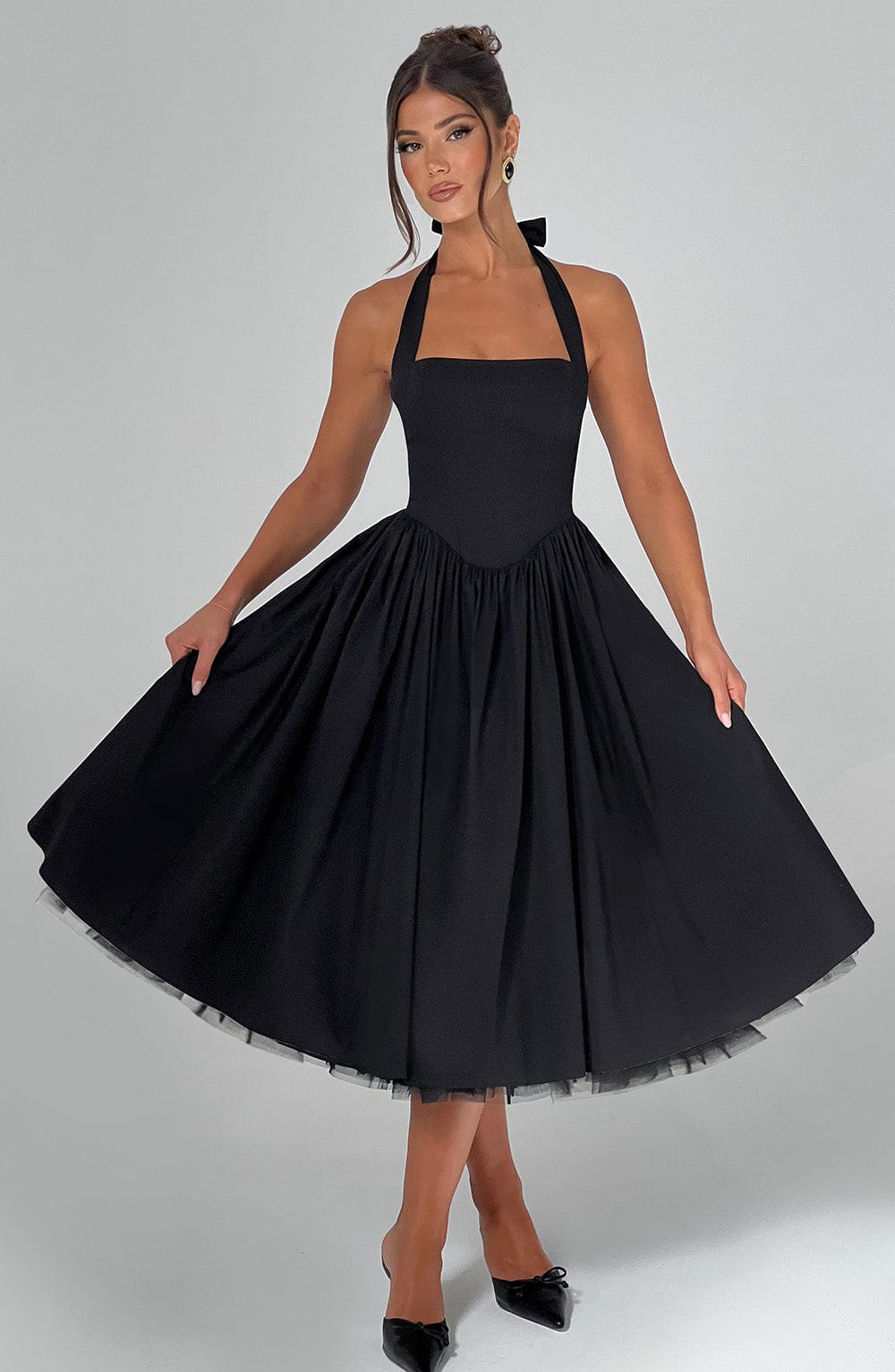 BLACK MIDI DRESS