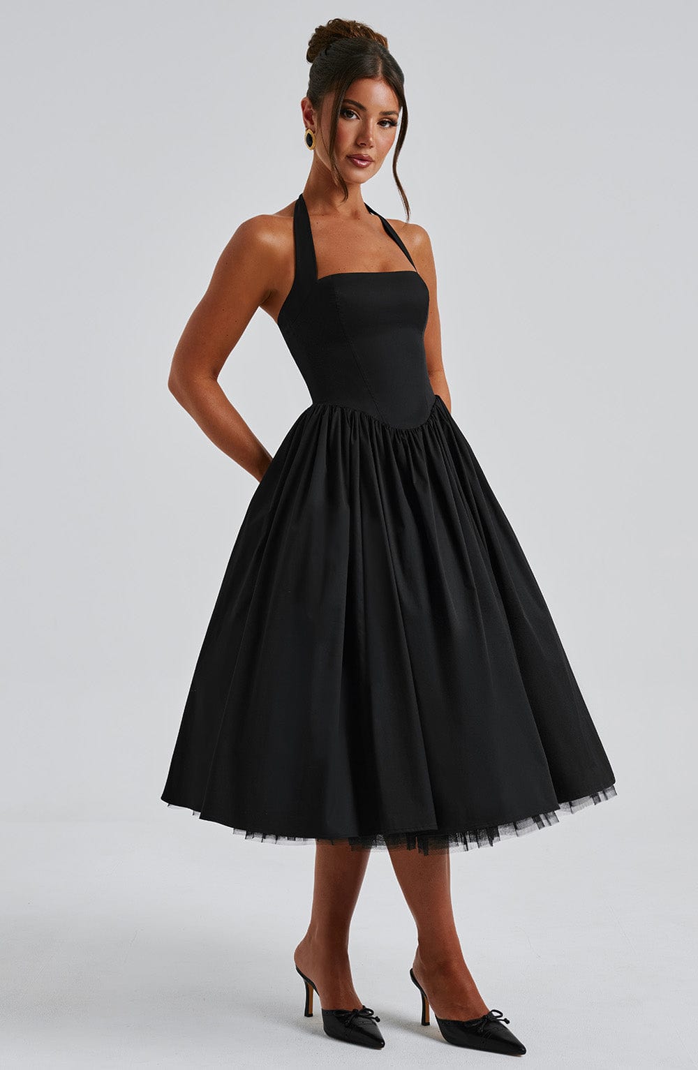 BLACK MIDI DRESS