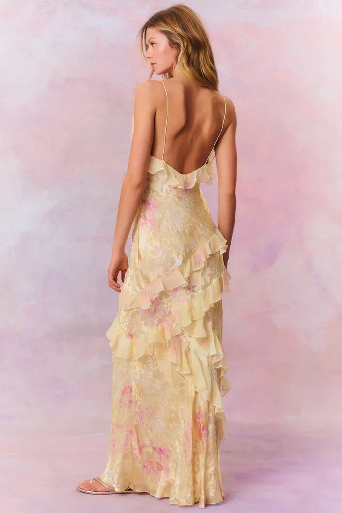 YELLOW FLORAL MAXI DRESS